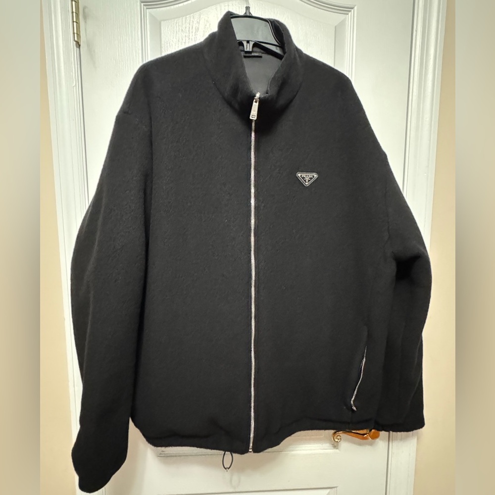 Prada Reversible Fleece & Cashmere Blend Cardigan Jacket
